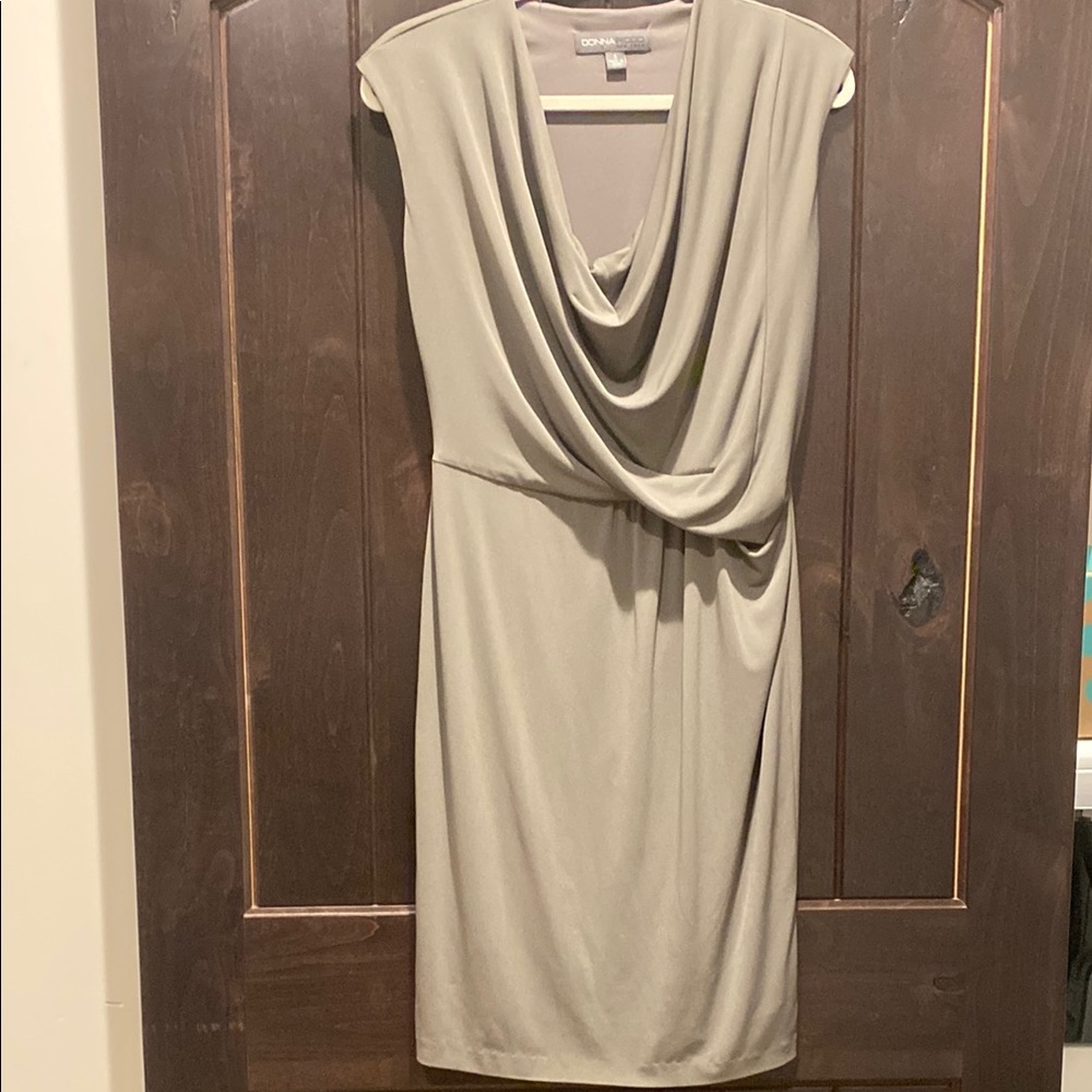 Elegant Cowl Neck Dress in Taupe